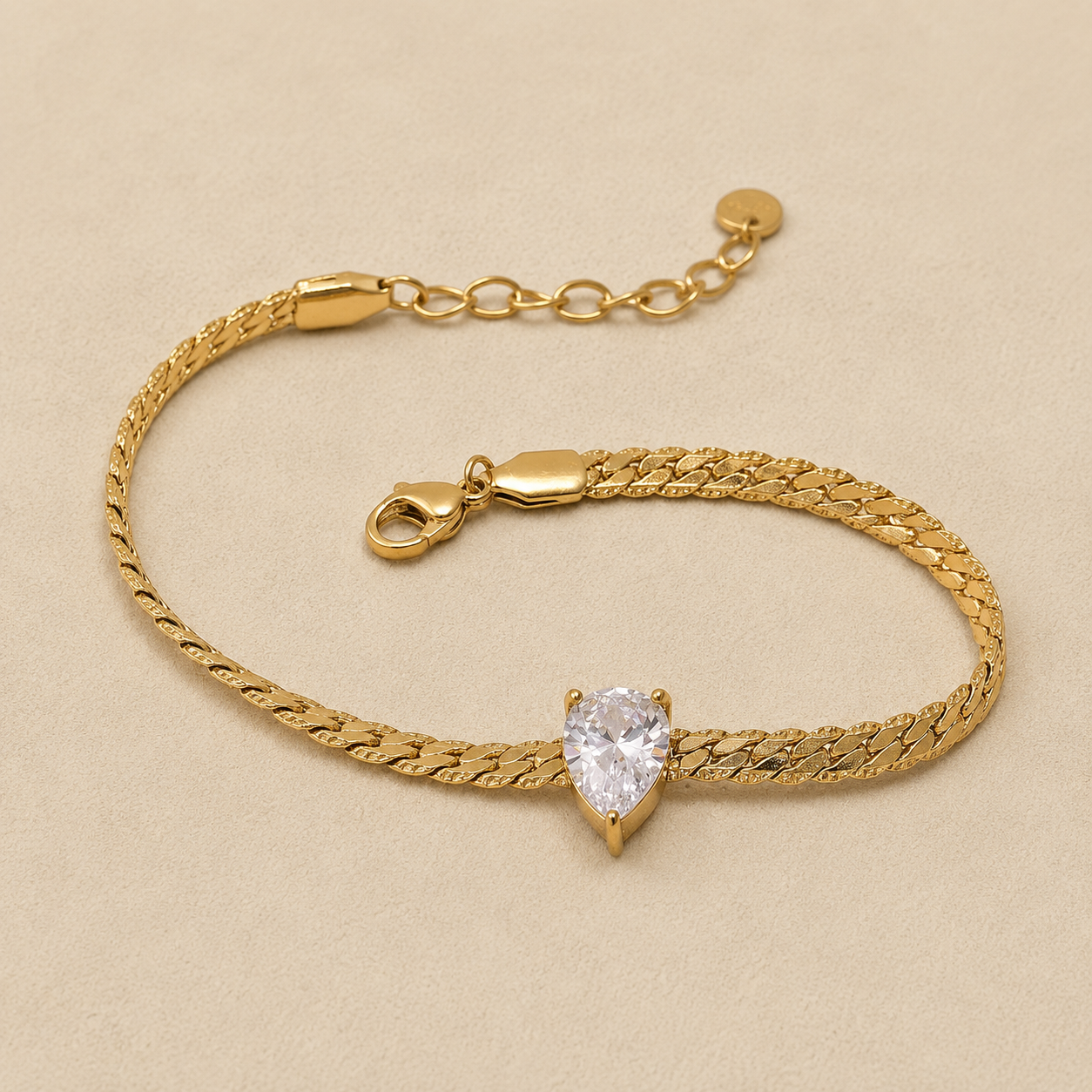 Luxury gold bracelet with sparkling white zircon stone from the Maison Élyséa Adeline Collection